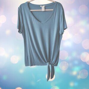 Matty M Dusty Blue Side Tie T Shirt Size XL